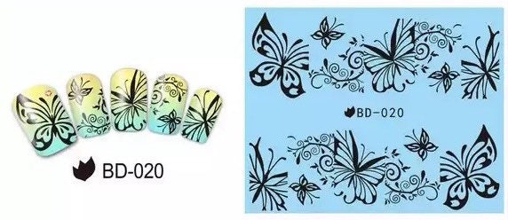 Wasser Transfer Nail Sticker, Aufkleber, Black Butterfly Design, Art, Dekoration von Etsy - KitschyNails