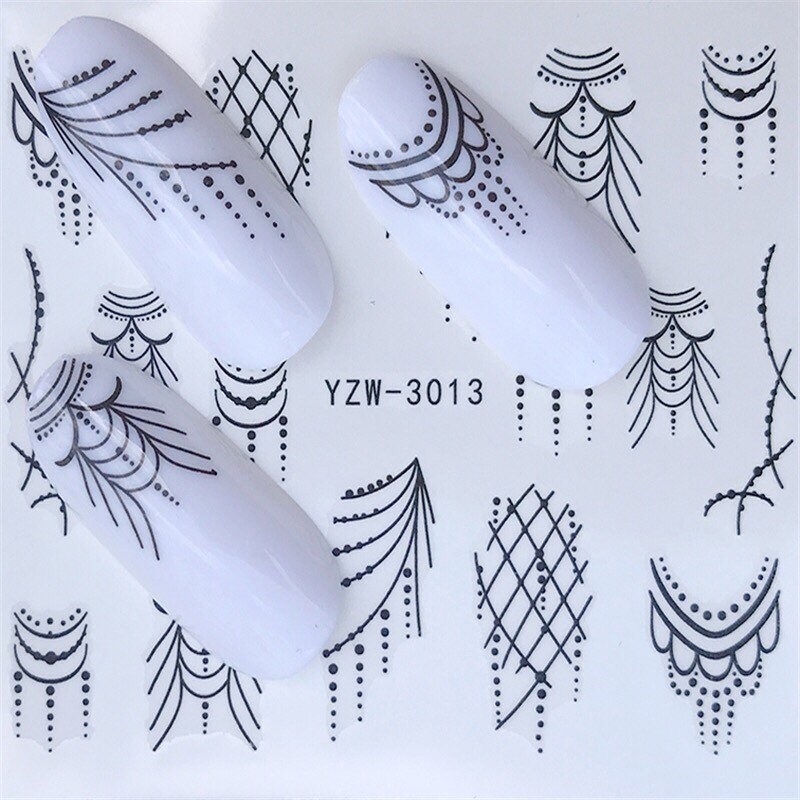 Wasser Transfer Nail Sticker, Nagel Aufkleber, Dekoration, Black Line Design, Art von Etsy - KitschyNails