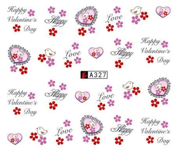 Wasser Transfer Nail Sticker, Nagel Aufkleber, Valentinstag Design, Herz Art, Dekoration von Etsy - KitschyNails