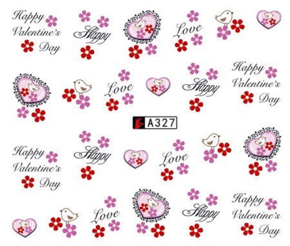 Wasser Transfer Nail Sticker, Nagel Aufkleber, Valentinstag Design, Herz Art, Dekoration von Etsy - KitschyNails