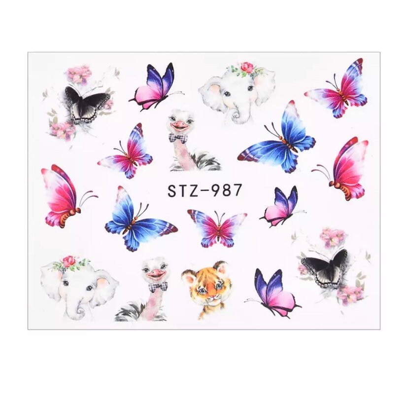 Wassertransfer Nagelsticker, Elefant, Tiger, Strauß Und Schmetterling, Nagelabziehbilder, Tier Design, Nail Art, Nageldekoration Wassertransfer Nagelsticker, Elefant, Tiger, Strauß Und Schmetterling, Nagelabziehbilder, Tier Design, Nail Art, Nageldekoration von Etsy - KitschyNails