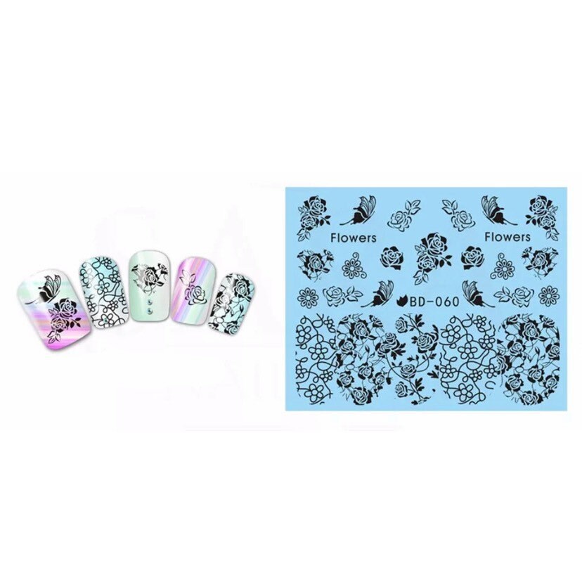 Wasser Transfernagel Aufkleber, Nagelaufkleber, Schwarze Rose Und Blumen Design, Nail Art, Nagel Dekoration Wasser Transfernagel Aufkleber, Nagelaufkleber, Schwarze Rose Und Blumen Design, Nail Art, Nagel Dekoration von Etsy - KitschyNails