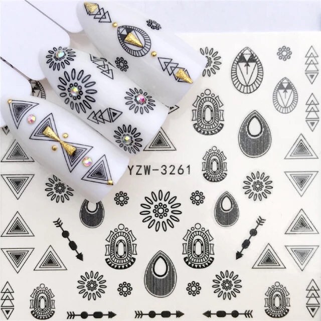 Wasser Transfernagel Aufkleber, Schwarzes Muster Nagelaufkleber, Nagel Dekoration, Schwarzes Design, Vintage Nail Art Wasser Transfernagel Aufkleber, Schwarzes Muster Nagelaufkleber, Nagel Dekoration, Schwarzes Design, Vintage Nail Art von Etsy - KitschyNails