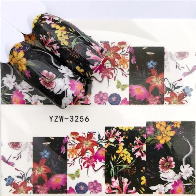 Wasser Transfernagel Sticker, Nagel Aufkleber, Buntes Blumen Design, Blume Nail Art, Dekoration von Etsy - KitschyNails