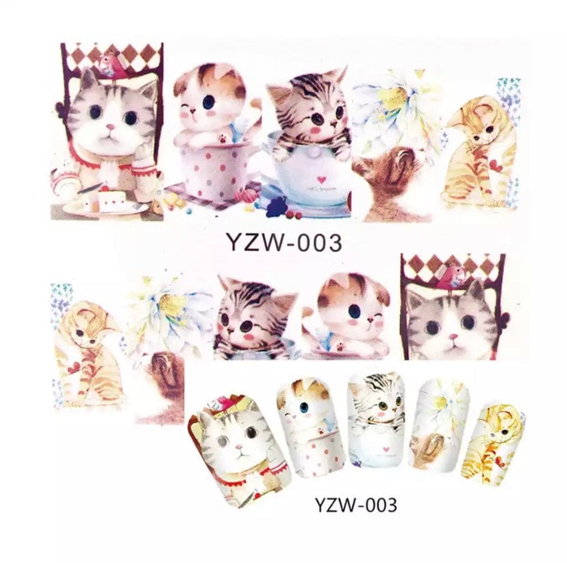 Wasser Transfernagel Sticker, Nagel Aufkleber, Süßes Katzen Design, Katze Nail Art, Dekoration von Etsy - KitschyNails