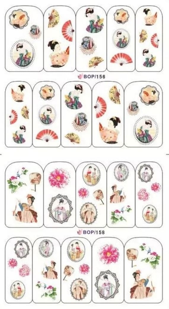 Wasser Transfernagel Sticker, Nagel Aufkleber, Tang Dynasty Frauen Nail Art, Dekoration von Etsy - KitschyNails