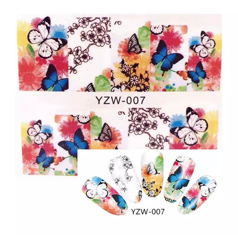 Wasser Transfernagel Sticker, Schmetterling Nagel Aufkleber, Blumen Und Schmetterlinge Design, Nail Art, Dekoration von Etsy - KitschyNails