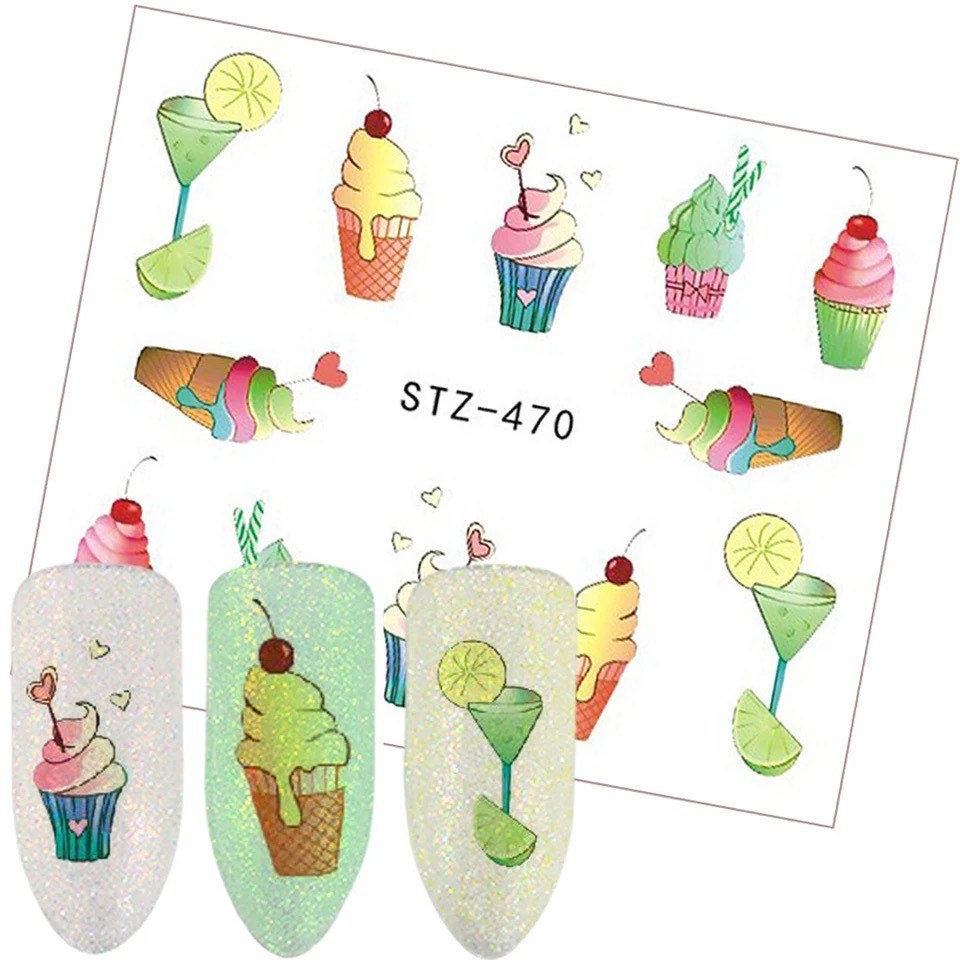 Wassertransfer Nagel Aufkleber, Kuchen Und Eis-Design, Eis, Kirsche Nail Art, Nageldekoration Wassertransfer Nagel Aufkleber, Kuchen Und Eis-Design, Eis, Kirsche Nail Art, Nageldekoration von Etsy - KitschyNails