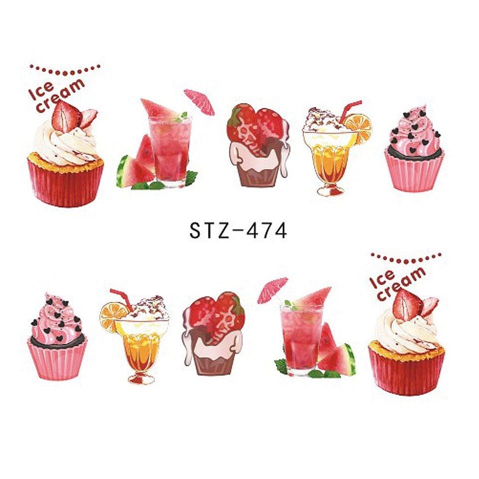 Wassertransfer Nagel Aufkleber, Kuchen Und Eis-Design, Eis Kirsche Nagelkunst, Nageldekoration Wassertransfer Nagel Aufkleber, Kuchen Und Eis-Design, Eis Kirsche Nagelkunst, Nageldekoration von Etsy - KitschyNails
