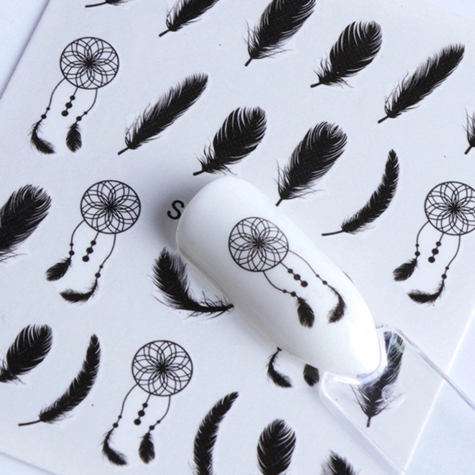 Wassertransfer Nagel Sticker, Abziehbild, Feder Design, Nail Art, Nageldekoration von Etsy - KitschyNails