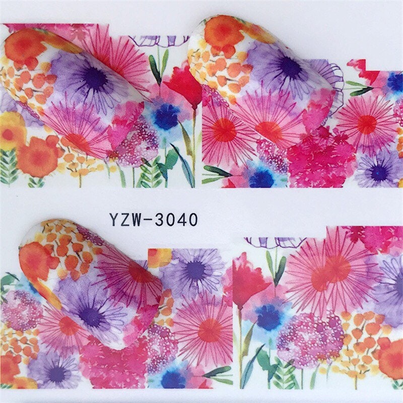 Wassertransfer Nagelaufkleber, Nagelabziehbild, Mehrfarbiges Blumendesign, Blumennagelkunst, Nageldekoration Wassertransfer Nagelaufkleber, Nagelabziehbild, Mehrfarbiges Blumendesign, Blumennagelkunst, Nageldekoration von Etsy - KitschyNails