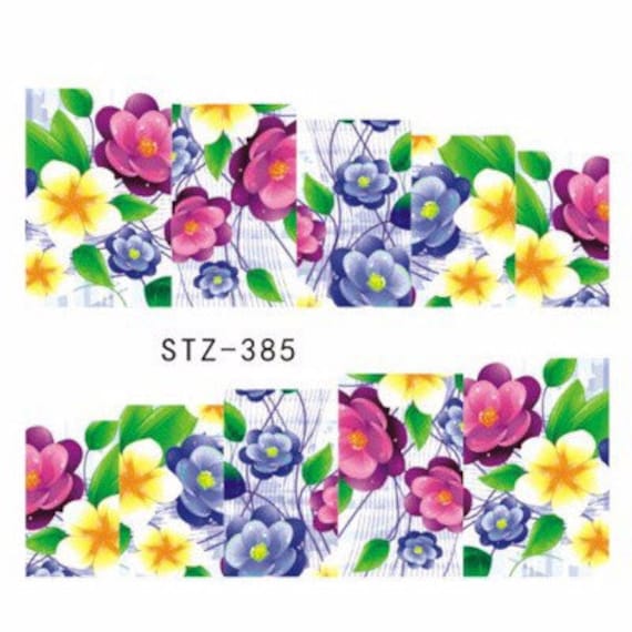 Wassertransfer Nagelaufkleber, Nagelabziehbild, Mehrfarbiges Blumendesign, Blumennagelkunst, Nageldekoration Wassertransfer Nagelaufkleber, Nagelabziehbild, Mehrfarbiges Blumendesign, Blumennagelkunst, Nageldekoration von Etsy - KitschyNails
