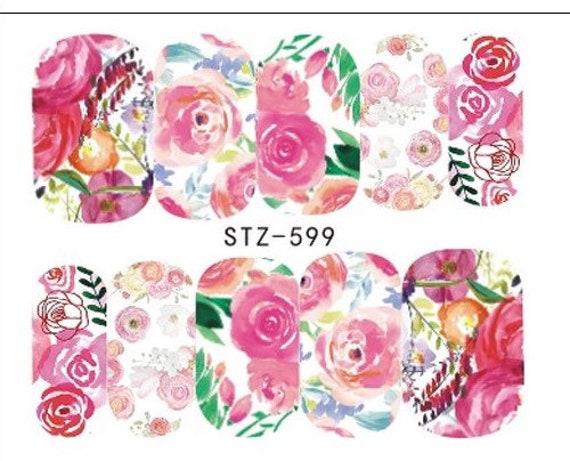 Wassertransfer Nagelaufkleber, Nagelabziehbild, Mehrfarbiges Blumendesign, Blumennagelkunst, Nageldekoration Wassertransfer Nagelaufkleber, Nagelabziehbild, Mehrfarbiges Blumendesign, Blumennagelkunst, Nageldekoration von Etsy - KitschyNails