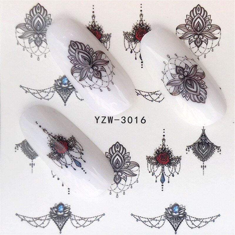 Wassertransfer Nagelsticker, Nageltattoos, Lotus Und Rose Design, Nail Art, Nageldekoration Wassertransfer Nagelsticker, Nageltattoos, Lotus Und Rose Design, Nail Art, Nageldekoration von Etsy - KitschyNails