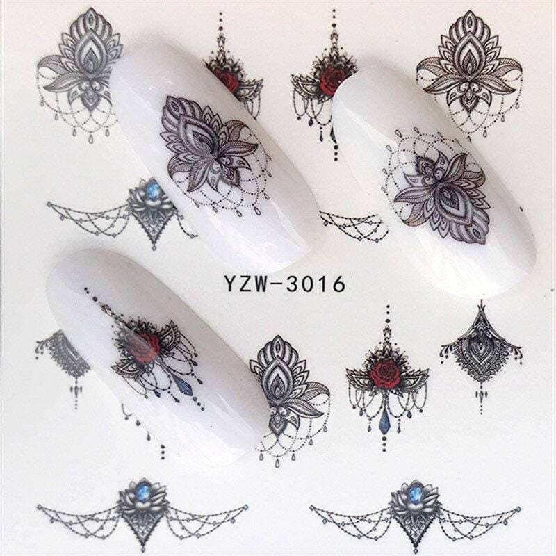 Wassertransfer Nagelsticker, Nageltattoos, Lotus Und Rose Design, Nail Art, Nageldekoration Wassertransfer Nagelsticker, Nageltattoos, Lotus Und Rose Design, Nail Art, Nageldekoration von Etsy - KitschyNails