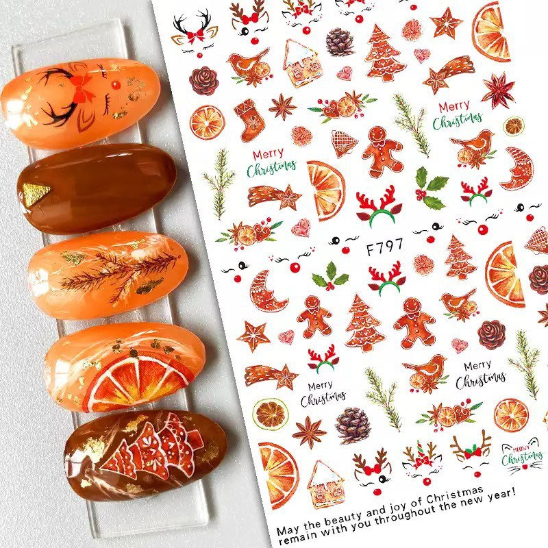 Weihnachten - Lebkuchenmann, Orangenscheiben Und Rentier Nail Art Sticker von Etsy - KitschyNails