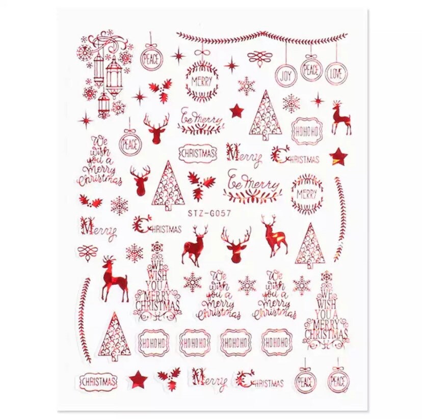 Weihnachten - Rentier, Weihnachtsbaum Und Weihnachtsschmuck Holographic Red Nail Art Sticker Weihnachten - Rentier, Weihnachtsbaum Und Weihnachtsschmuck Holographic Red Nail Art Sticker von Etsy - KitschyNails