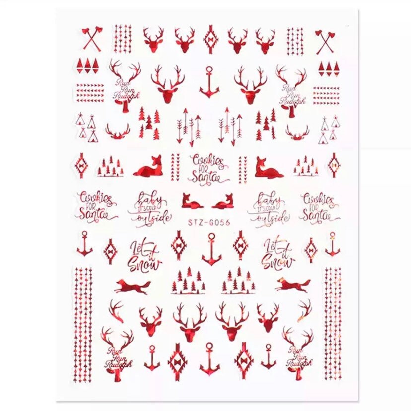 Weihnachten - Rentier, Weihnachtsbaum Und Weihnachtswörter Holographic Red Nail Art Sticker Weihnachten - Rentier, Weihnachtsbaum Und Weihnachtswörter Holographic Red Nail Art Sticker von Etsy - KitschyNails