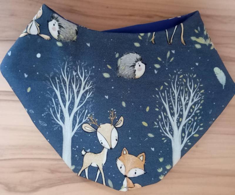 Baby Halstuch - Dreieckstuch Waldtiere Dunkelblau von Etsy - KleinerDiamant