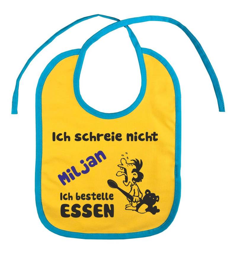 Lätzchen Zweifarbig Zum Binden Mit Motiv Ich Schreie Nicht Und Den Namen Deines Kindes, Individuell Bedruckt Text, Logo, Foto von Etsy - KleinerFratzStore