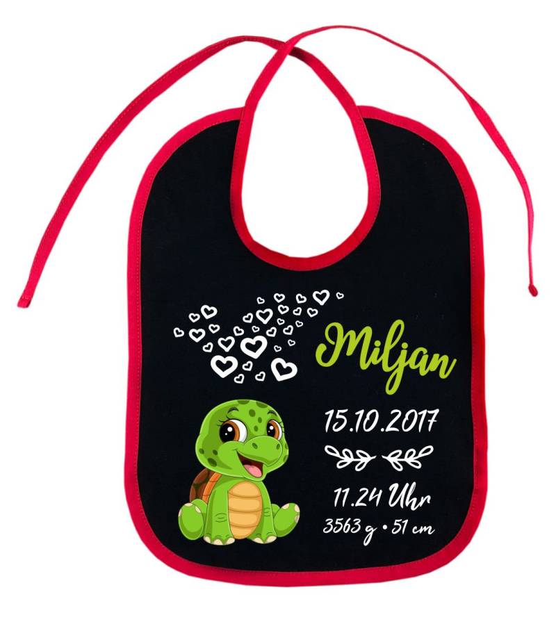Lätzchen Zweifarbig Zum Binden Mit Motiv Schildkröte Und Den Geburtsdaten Deines Kindes, Individuell Bedruckt Text, Logo, Foto von Etsy - KleinerFratzStore
