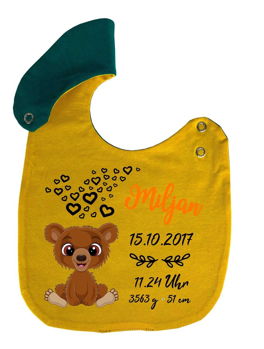 Wende Lätzchen Multicolor Cute Bär Personalisiert Mit Geburtsdaten, Individuell Bedruckt Text, Logo, Foto Wende Lätzchen Multicolor Cute Bär Personalisiert Mit Geburtsdaten, Individuell Bedruckt Text, Logo, Foto von Etsy - KleinerFratzStore