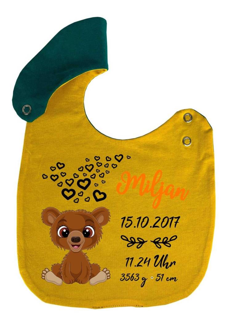 Wende Lätzchen Multicolor Cute Bär Personalisiert Mit Geburtsdaten, Individuell Bedruckt Text, Logo, Foto von Etsy - KleinerFratzStore