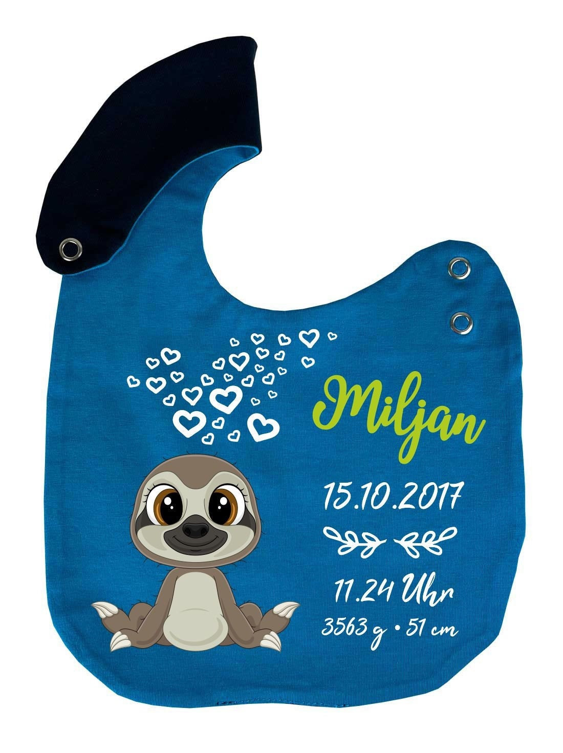 Wende Lätzchen Multicolor Cute Faultier Personalisiert Mit Geburtsdaten, Individuell Bedruckt Text, Logo, Foto Wende Lätzchen Multicolor Cute Faultier Personalisiert Mit Geburtsdaten, Individuell Bedruckt Text, Logo, Foto von Etsy - KleinerFratzStore