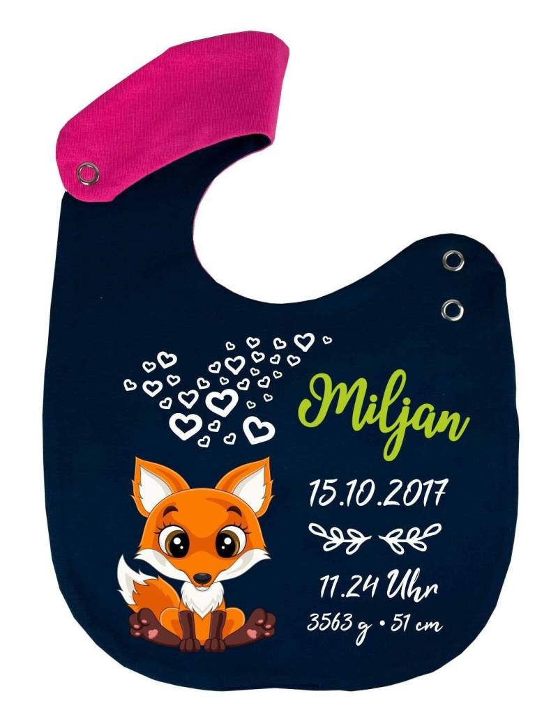 Wende Lätzchen Multicolor Cute Fuchs Personalisiert Mit Geburtsdaten, Individuell Bedruckt Text, Logo, Foto von Etsy - KleinerFratzStore