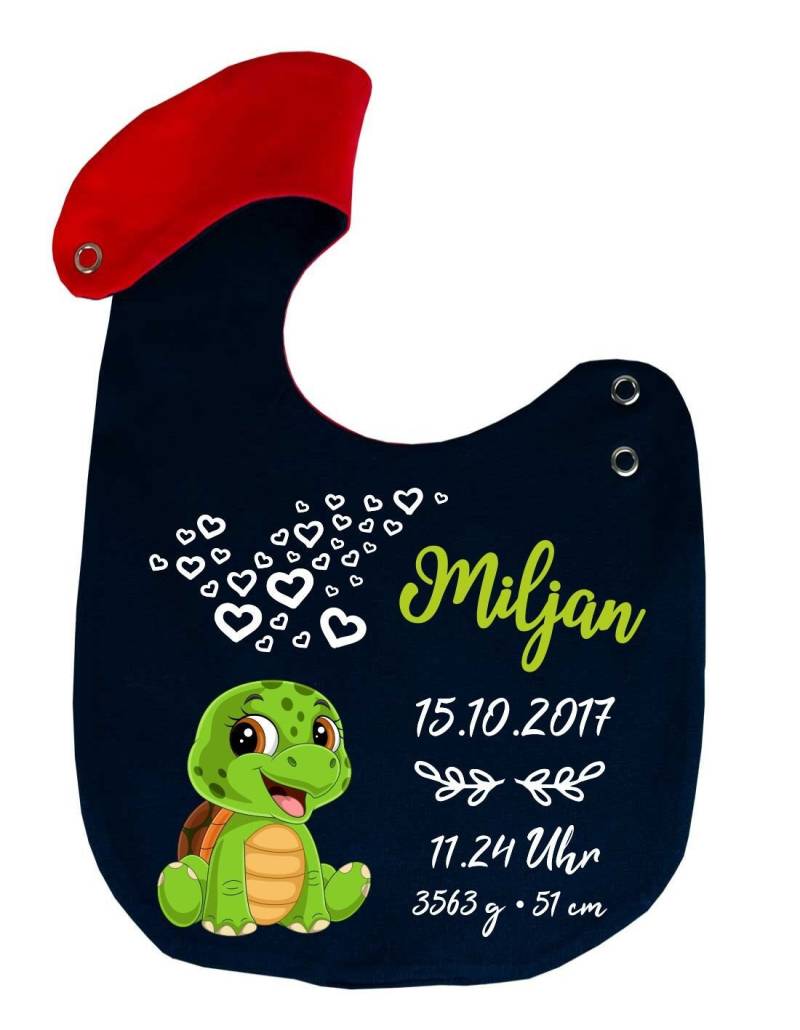 Wende Lätzchen Multicolor Cute Schildkröte Personalisiert Mit Geburtsdaten, Individuell Bedruckt Text, Logo, Foto von Etsy - KleinerFratzStore