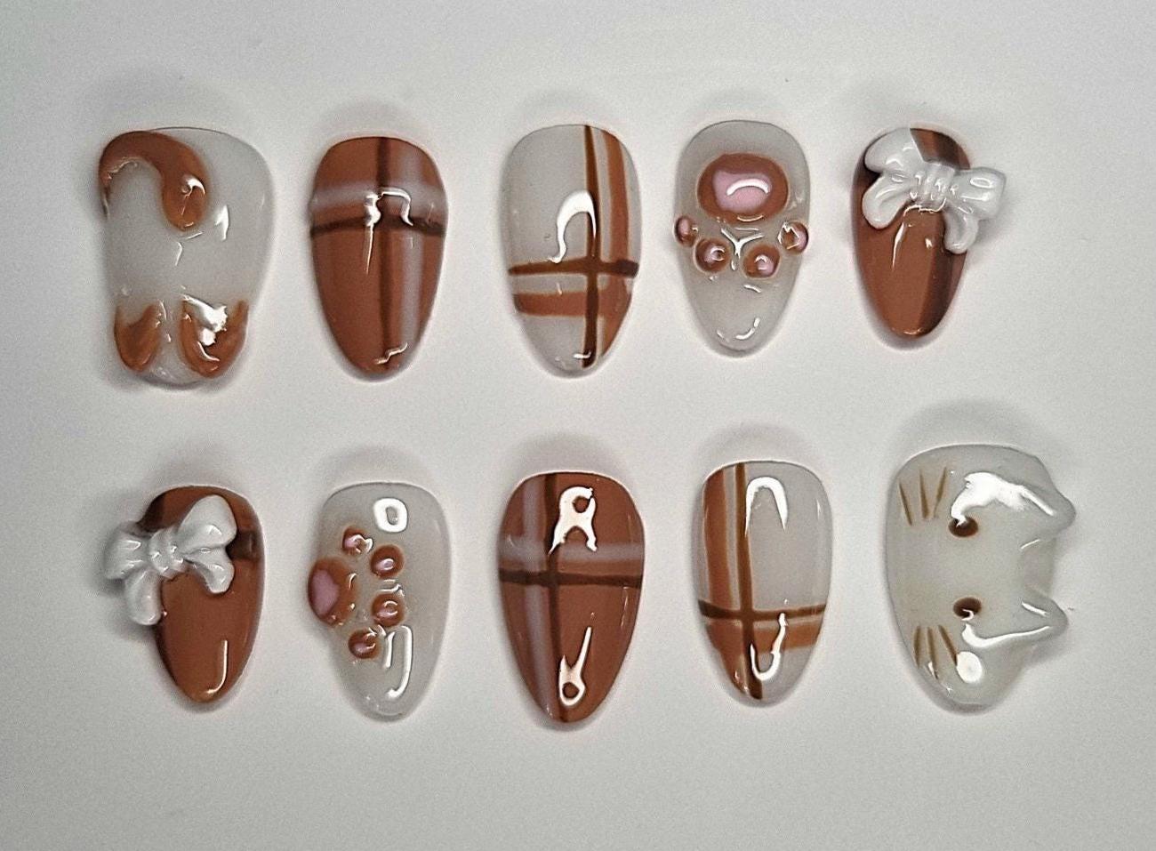 Handgemachte Press-On Nägel | Wiederverwendbare Fake Nails Maßanfertigung Nageldesign Nach Wunsch Kitty Handgemachte Press-On Nägel | Wiederverwendbare Fake Nails Maßanfertigung Nageldesign Nach Wunsch Kitty von Etsy - KlimBimbySophie