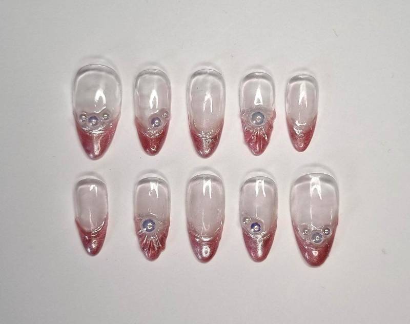 Handgemachte Press-On Nägel | Wiederverwendbare Fake Nails Maßanfertigung Nageldesign Nach Wunsch Rosé Chrom von Etsy - KlimBimbySophie