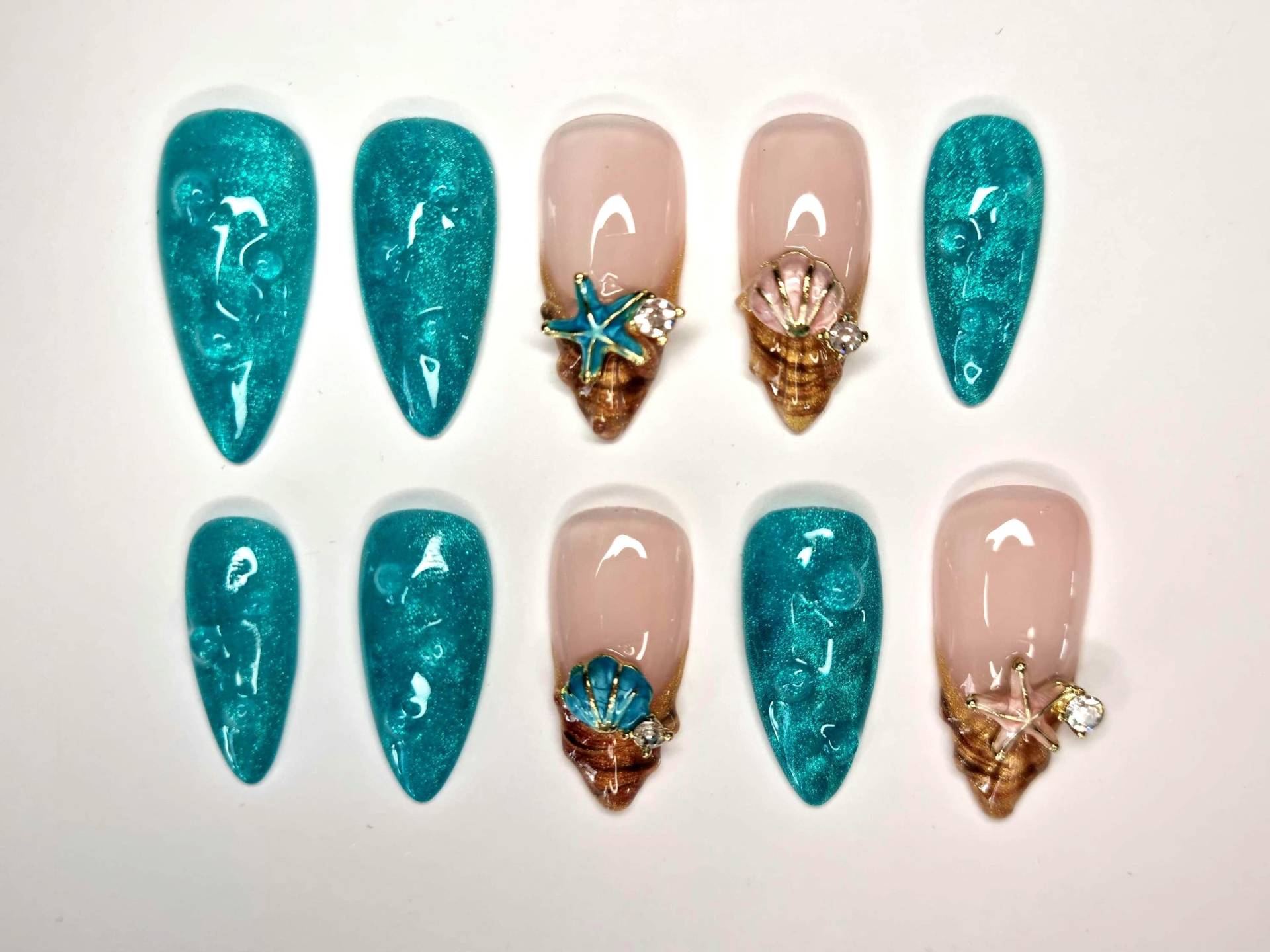 Handgemachte Press-On Nägel | Wiederverwendbare Fake Nails Maßanfertigung Nageldesign Nach Wunsch Summer Beach Handgemachte Press-On Nägel | Wiederverwendbare Fake Nails Maßanfertigung Nageldesign Nach Wunsch Summer Beach von Etsy - KlimBimbySophie