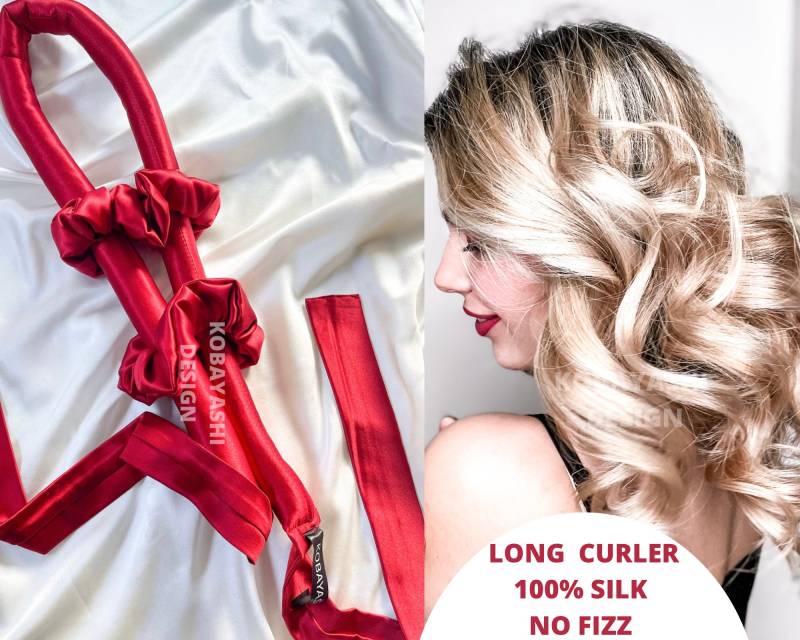 Reine Seide Heatless-Locken Haarband Mit Schleife, Langes Lockenwickler-Kit Scrunchy, Kein Fizz Beachy Wave-Set, Perfektes Geschenk Für Sie von Etsy - KobayashiDesign