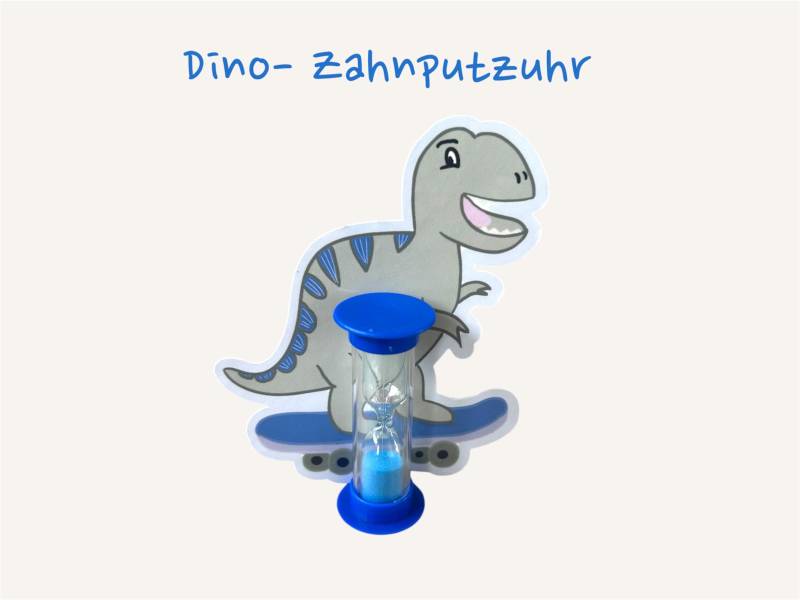 Zahnputzuhr Dino Skateboard - 3 Minuten Sanduhr Mit Saugnapf | Zähneputzen Kinder Timer Cooles Dino-Motiv Fürs Badezimmer von Etsy - KonfettiLeo