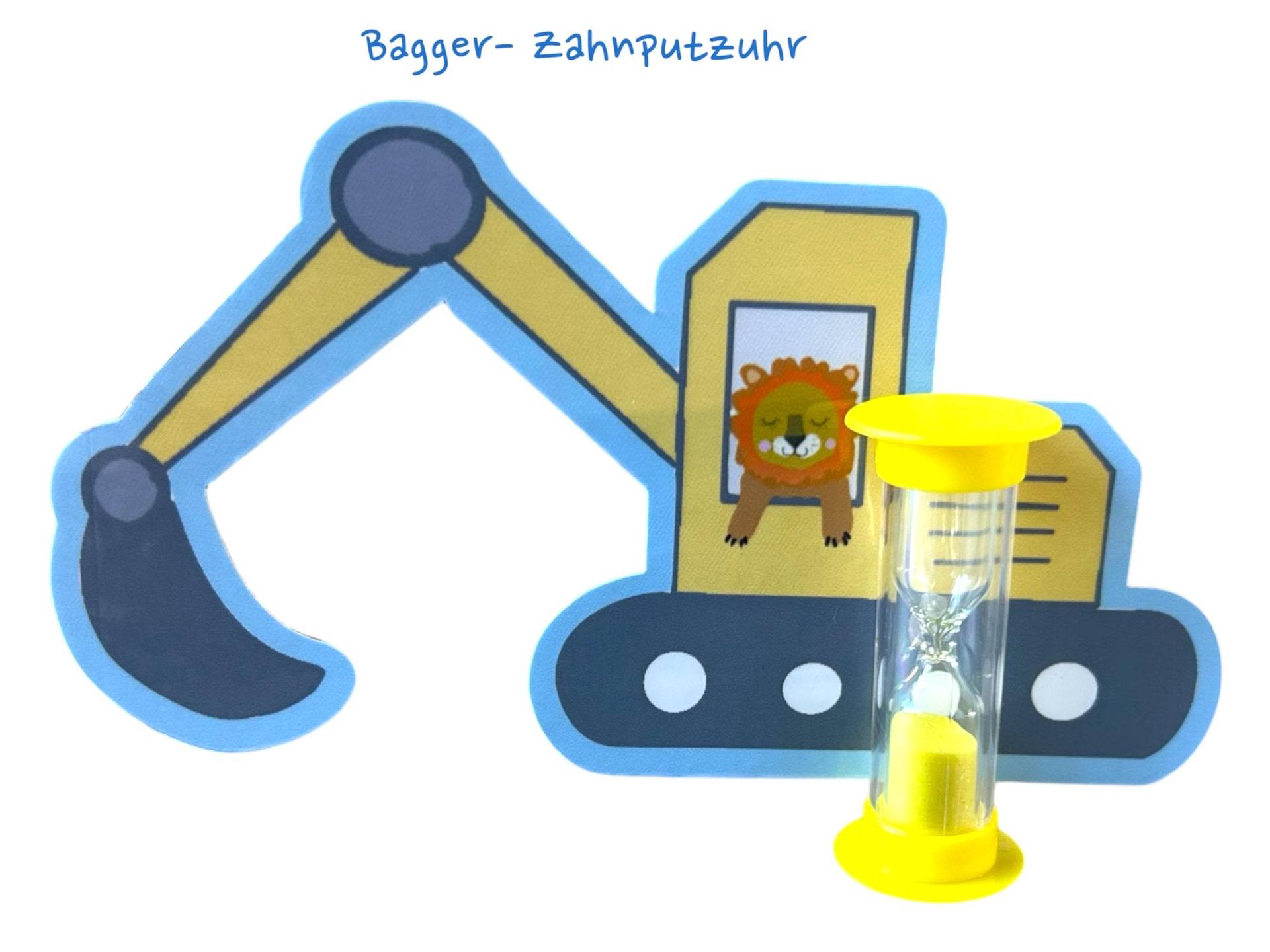 Zahnputzuhr Kinder Bagger - 3 Minuten Sanduhr Mit Saugnapf | Timer Fürs Zähneputzen Im Bad Baustellen-Motiv Für Jungen & Mädchen von Etsy - KonfettiLeo