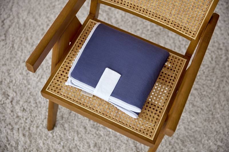 Kraftkids Reisewickelunterlage Leinen Blau Dunkelblau von Etsy - KraftKidsShop