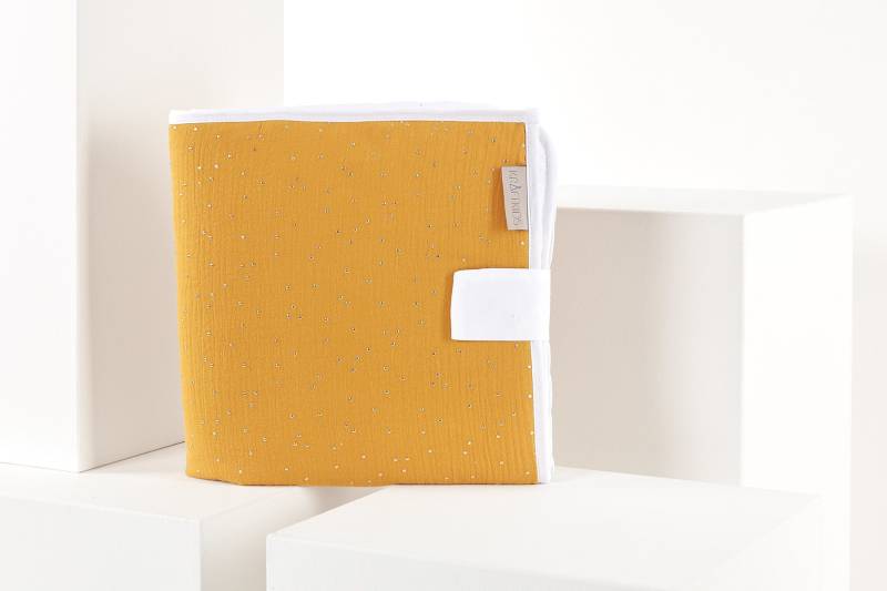 Kraftkids Reisewickelunterlage Musselin Goldene Punkte Auf Gelb von Etsy - KraftKidsShop