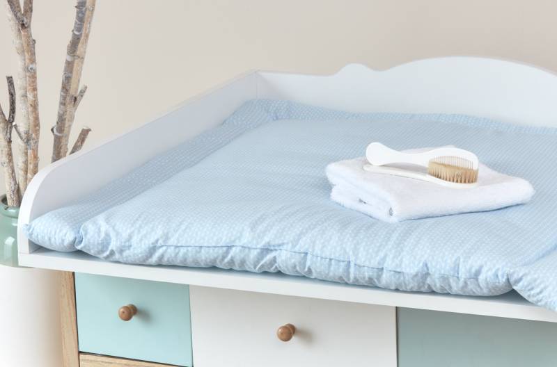 Kraftkids Wickelauflage Kleine Blätter Hellblau Auf Weiß 75x70 cm | Bxt, 60x70 78x78 85x75 | Bxt von Etsy - KraftKidsShop