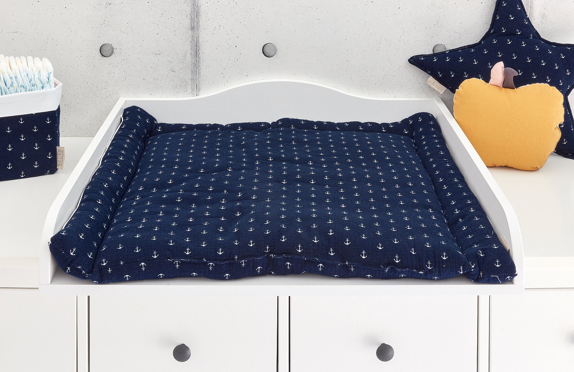 Kraftkids Wickelauflage Musselin Dunkelblau Anker 75x70 cm | Bxt, 60x70 78x78 85x75 | Bxt Kraftkids Wickelauflage Musselin Dunkelblau Anker 75x70 cm | Bxt, 60x70 78x78 85x75 | Bxt von Etsy - KraftKidsShop