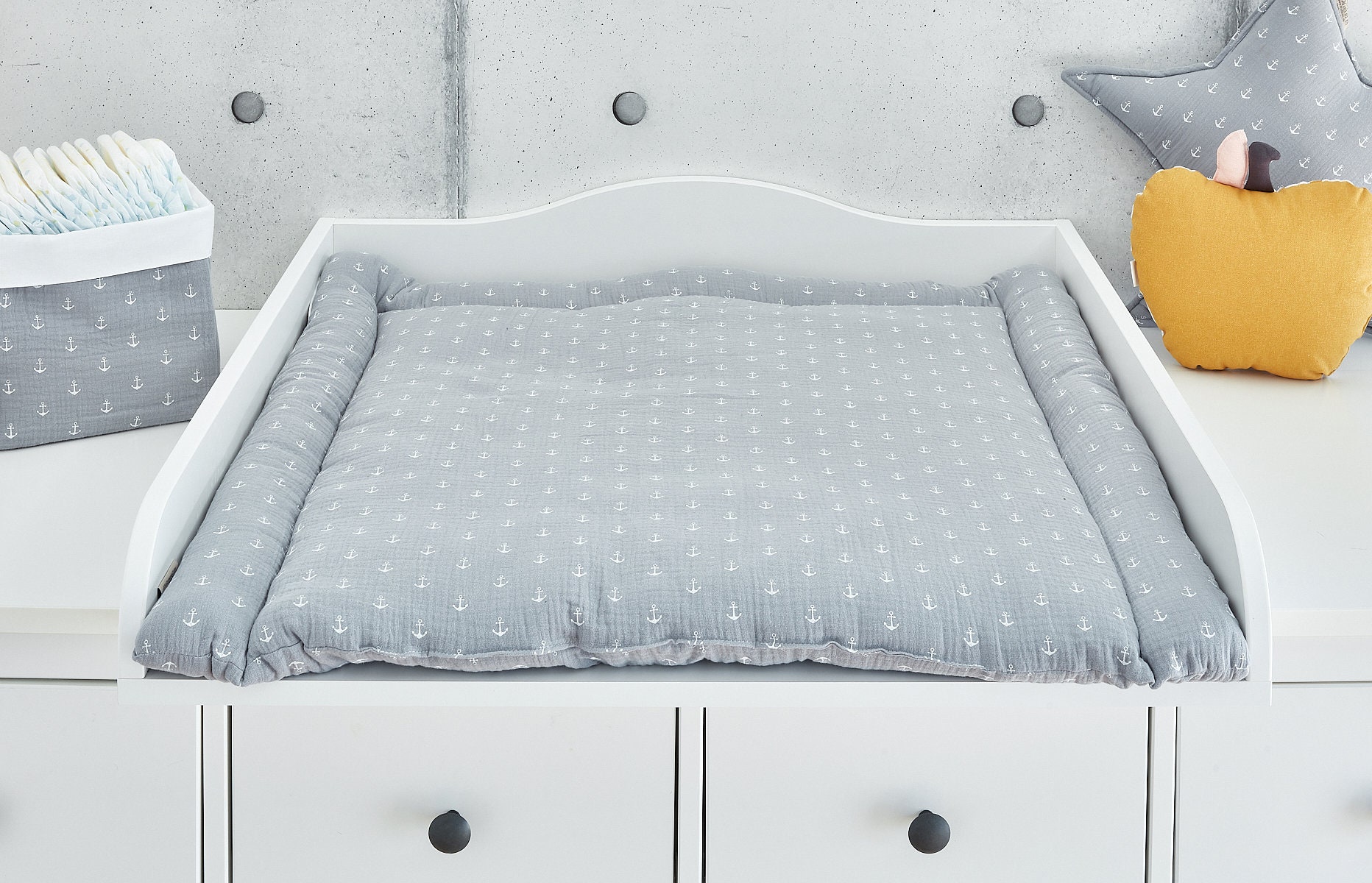 Kraftkids Wickelauflage Musselin Grau Anker 75x70 cm | Bxt, 60x70 78x78 85x75 | Bxt Kraftkids Wickelauflage Musselin Grau Anker 75x70 cm | Bxt, 60x70 78x78 85x75 | Bxt von Etsy - KraftKidsShop