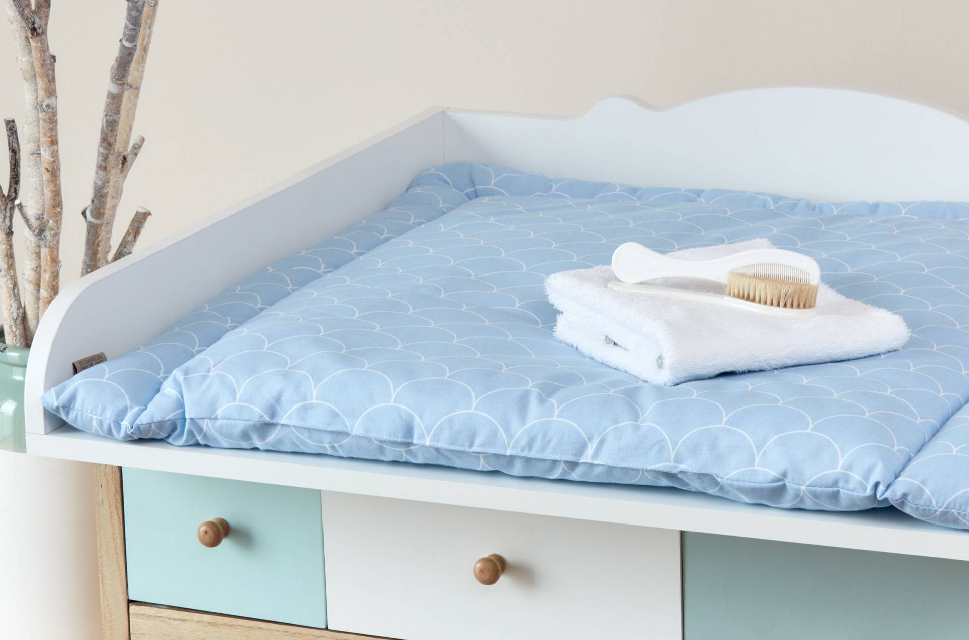 Kraftkids Wickelauflage Weiße Halbkreise Auf Pastelblau 75x70 cm | Bxt, 60x70 78x78 85x75 | Bxt Kraftkids Wickelauflage Weiße Halbkreise Auf Pastelblau 75x70 cm | Bxt, 60x70 78x78 85x75 | Bxt von Etsy - KraftKidsShop