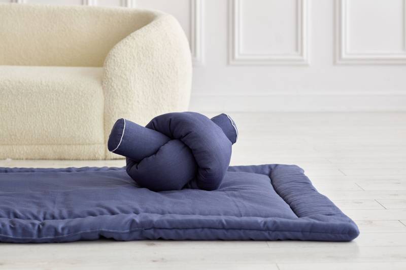 Kraftkids Wickeltischumrandung Leinen Blau Dunkelblau von Etsy - KraftKidsShop