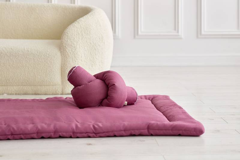 Kraftkids Wickeltischumrandung Leinen Magenta Dunkel von Etsy - KraftKidsShop