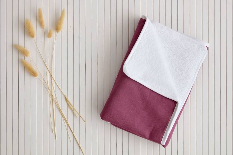 Kraftkids Wickelunterlage Leinen Magenta Dunkel von Etsy - KraftKidsShop