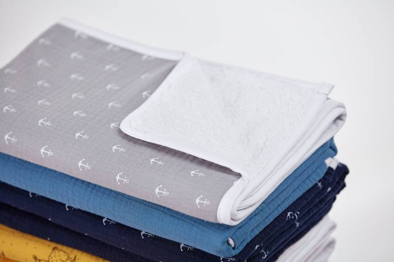 Kraftkids Wickelunterlage Musselin Grau Anker von Etsy - KraftKidsShop