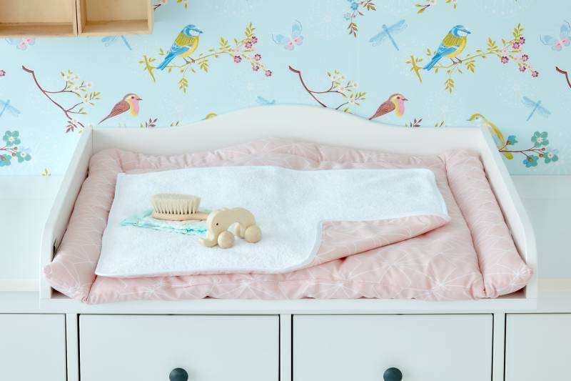 Kraftkids Wickelunterlage Weiße Dünne Diamante Auf Altrosa von Etsy - KraftKidsShop