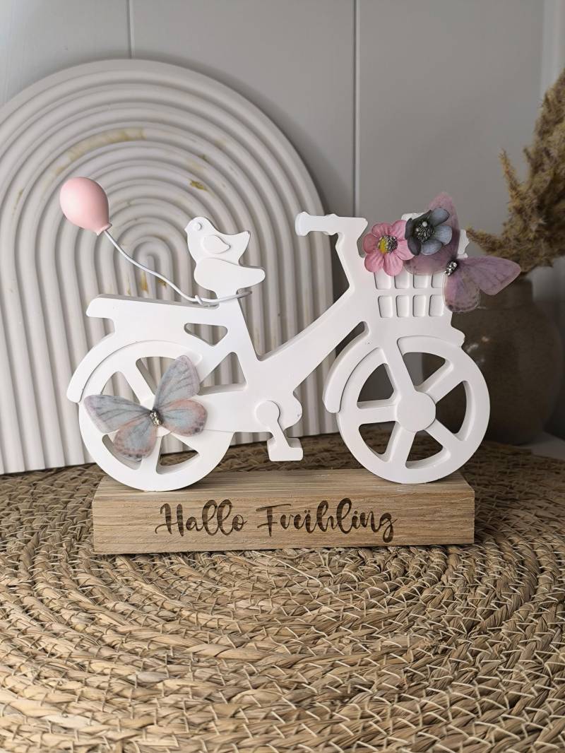 Deko-Fahrrad „Hallo Frühling" Mit Ballon, Blüten Und Schmetterlingen von Etsy - KreaTuri