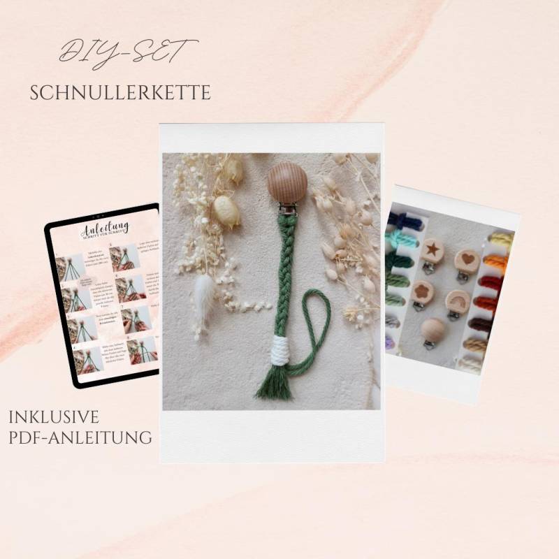 Schnullerkette | Diy-Set Makramee Pdf-Anleitung + Material Geschenk Kreative-Auszeit Baby Shower Party Geburt von Etsy - KreativSchachtelShop