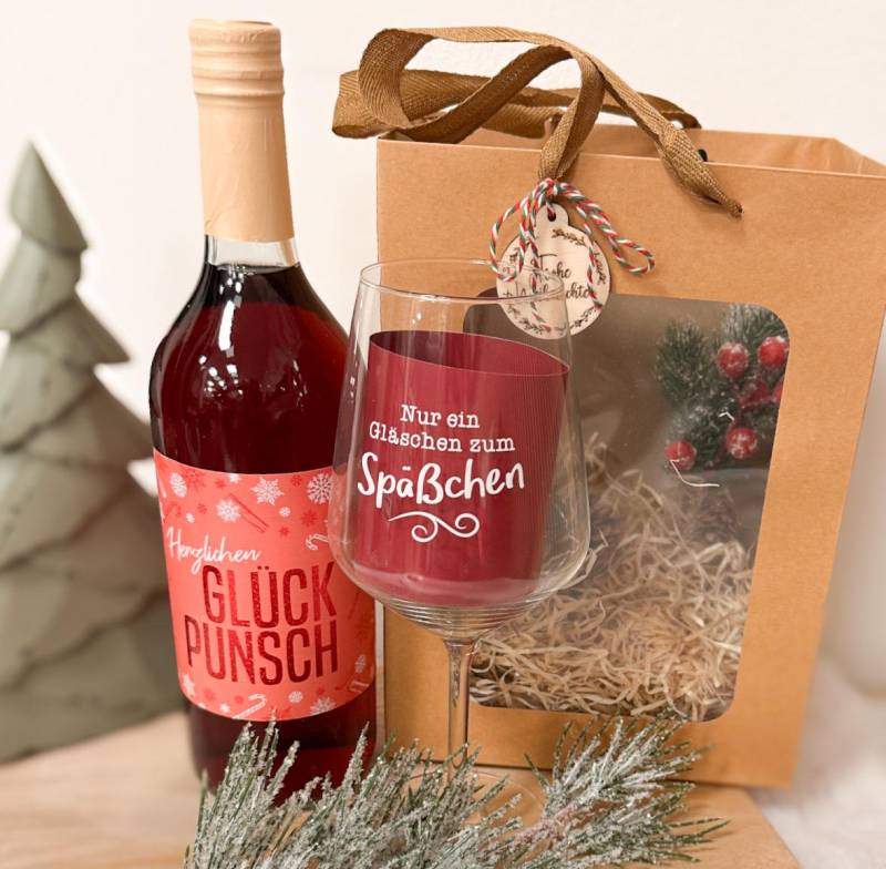 Geschenkset „Glückspunsch" Alkoholfrei Und Weinglas Mit Spruch, Weihnachtsgeschenk Idee, Geschenkbox, Trinkset, Weihnachtsgeschenk, Wichtel von Etsy - KreativZauberWerk